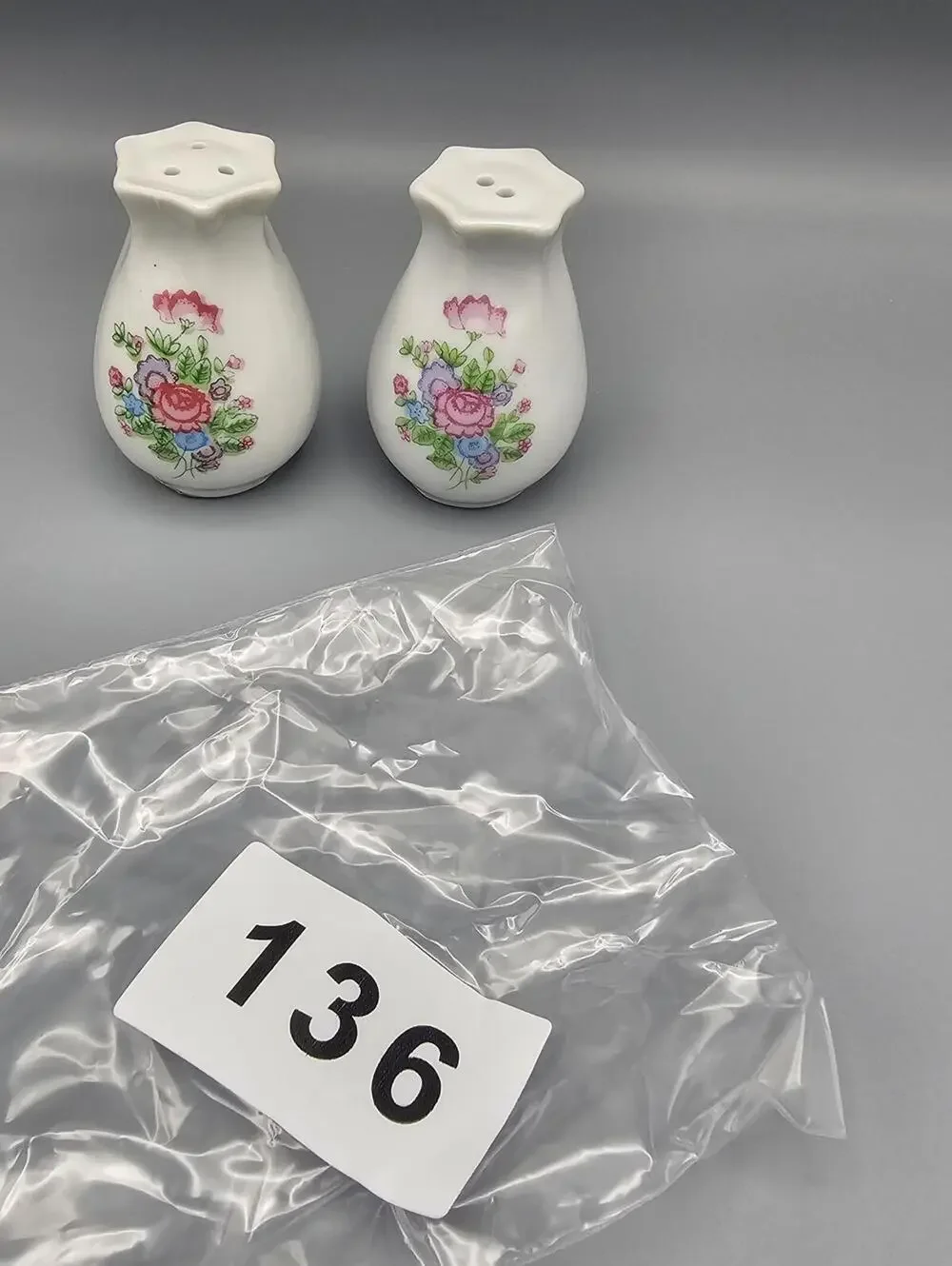 Pair of Small Floral Porcelain Salt and Pepper Shakers